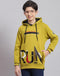 Boys Green Printed Hooded Full Sleeve Sweatshirt