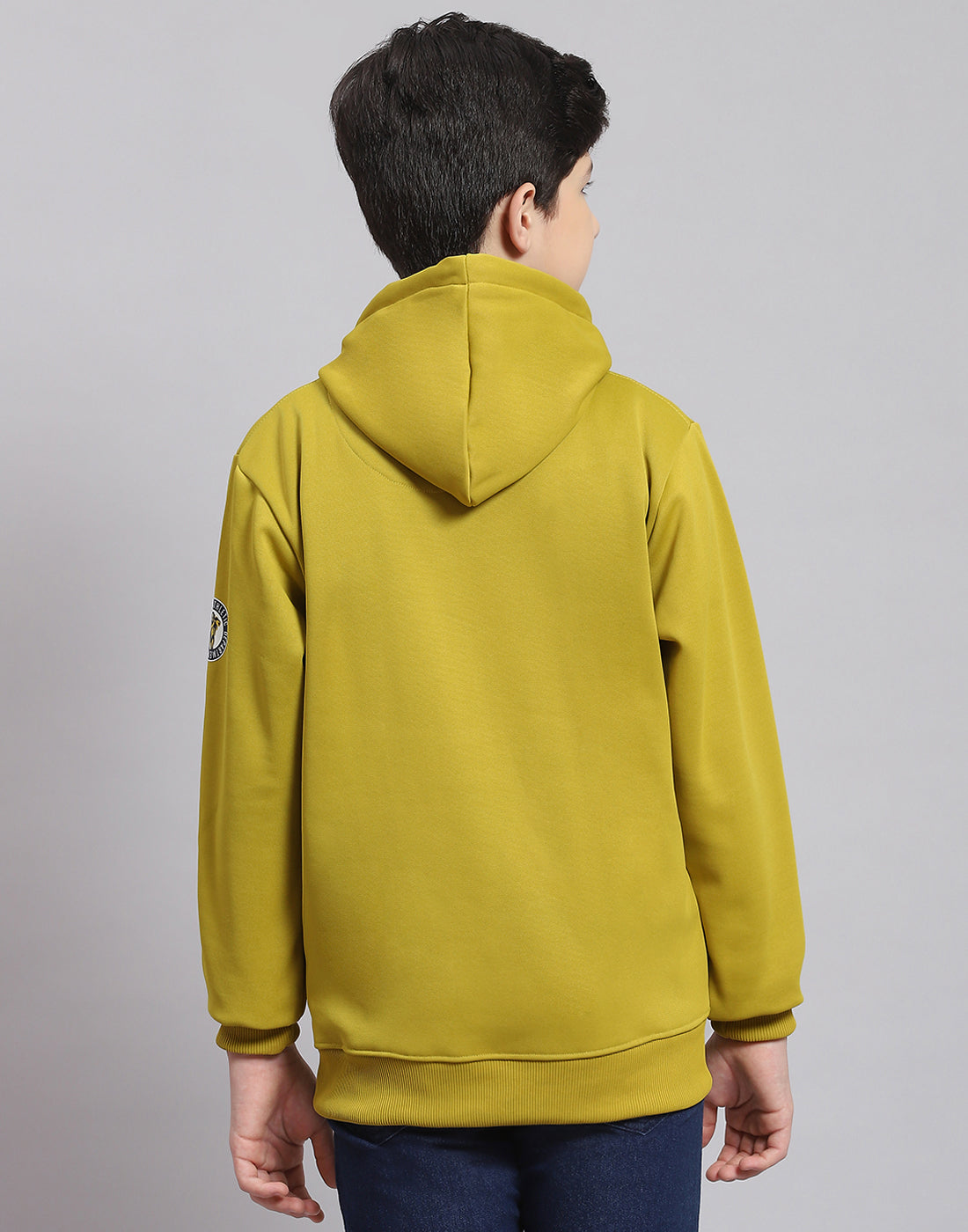 Boys Green Printed Hooded Full Sleeve Sweatshirt