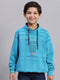 Boys Turquoise Blue Printed F Neck Full Sleeve Sweatshirt