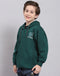 Boys Green Printed Hooded Full Sleeve Sweatshirt