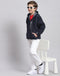Boys Navy Blue Printed Hooded Full Sleeve Sweatshirt