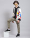 Boys Off White Printed Hooded Full Sleeve Sweatshirt
