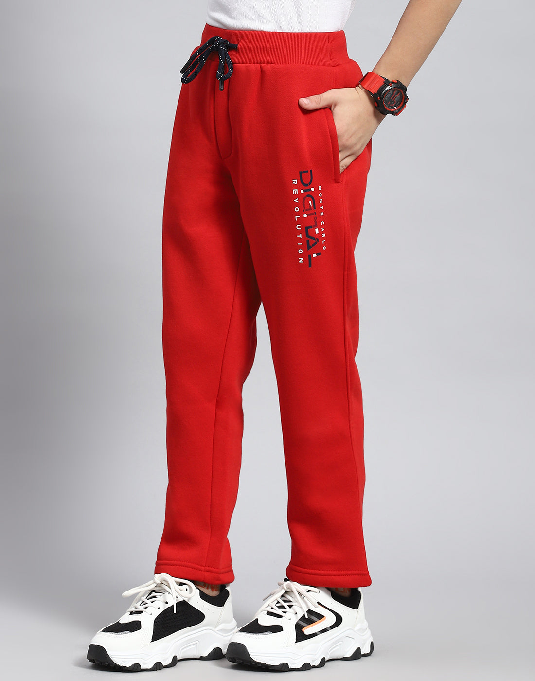 Boys Red Solid Regular Fit Lower