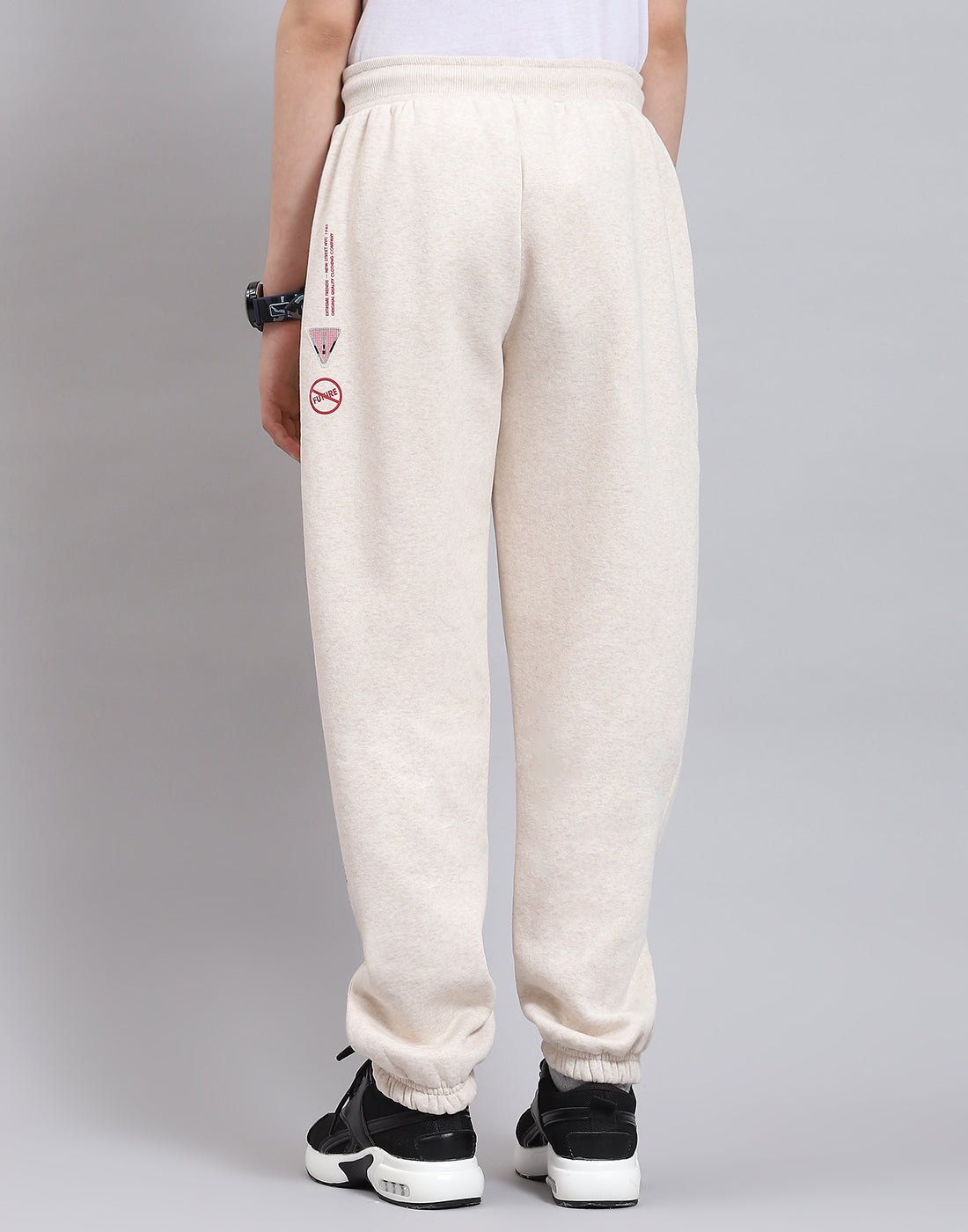 Boys Beige Printed Regular Fit Lowers