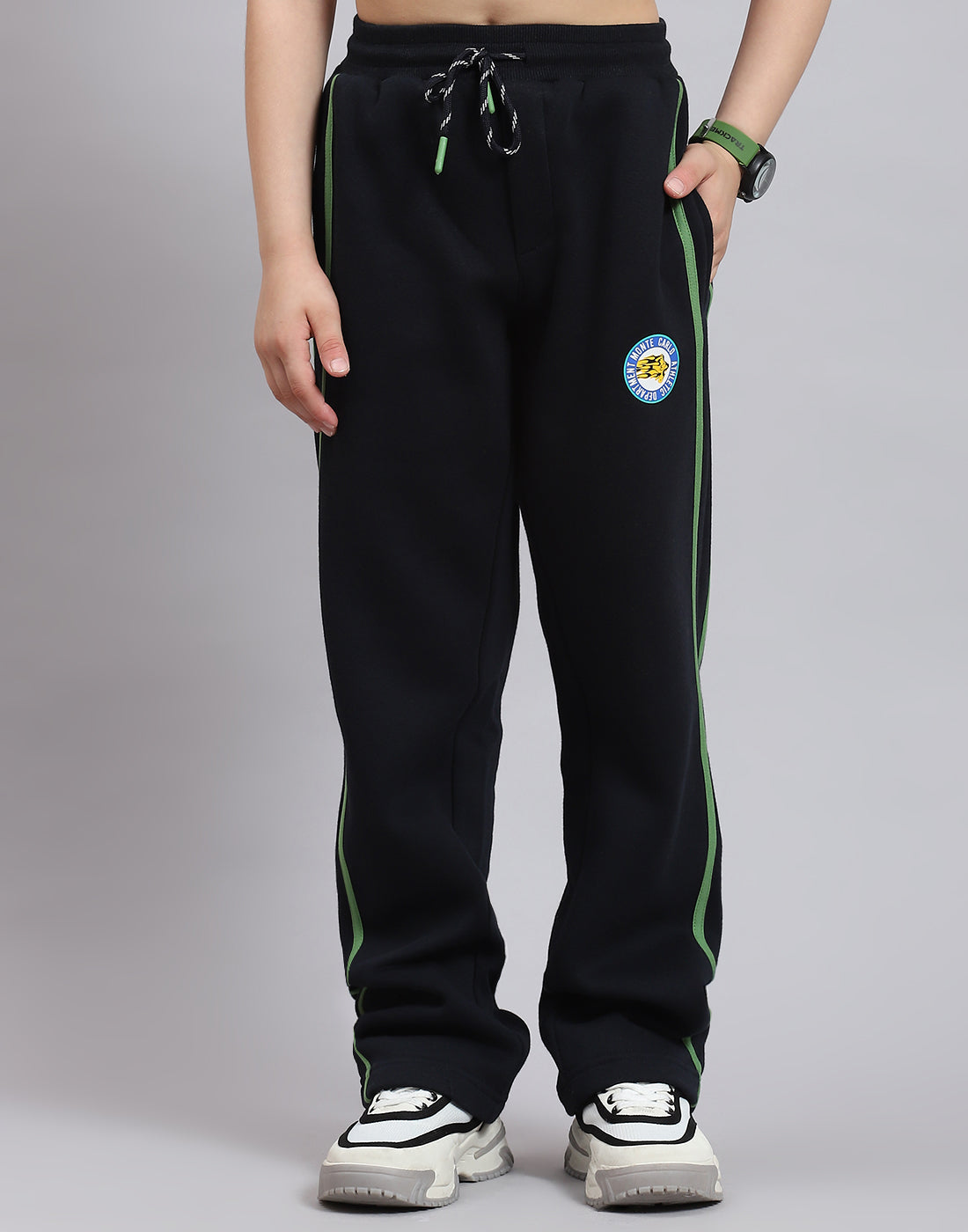 Boys Yellow Printed Round Neck Full Sleeve Tracksuit