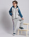 Boys Grey Melange Printed Hooded Full Sleeve Tracksuit
