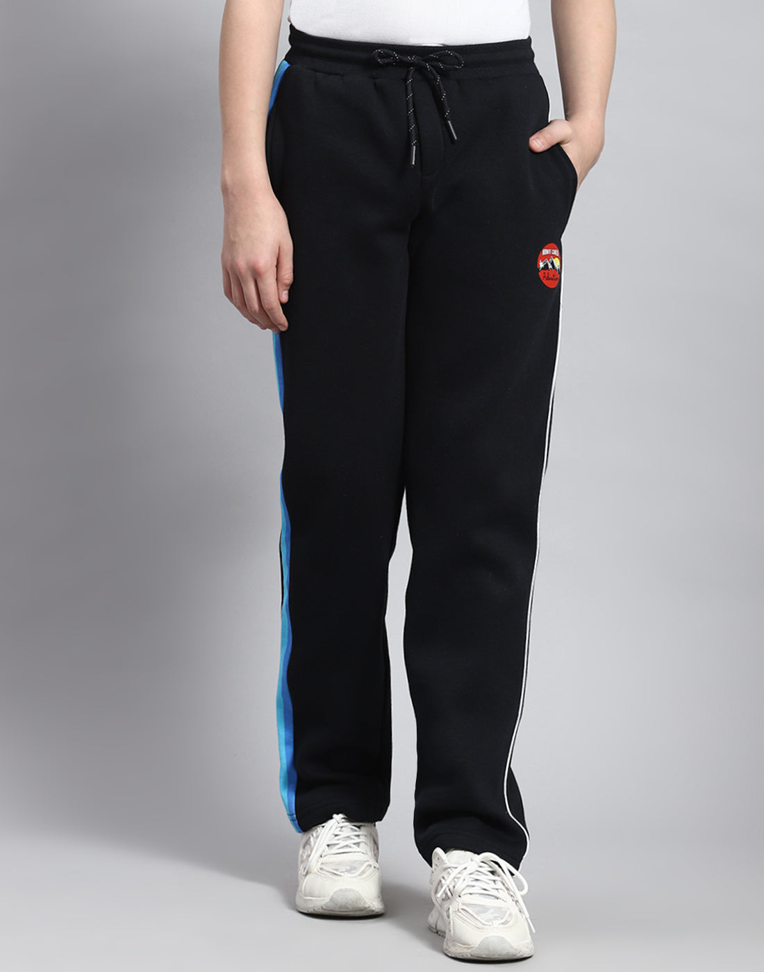 Boys Navy Blue Printed Round Neck Full Sleeve Tracksuit