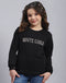 Girls Black Embellished Round Neck Full Sleeve Sweatshirt
