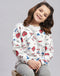 Girls Grey Printed Round Neck Full Sleeve Sweatshirt