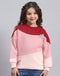 Girls Pink Printed Round Neck Full Sleeve Sweatshirt