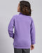 Girls Purple Printed Stand Collar Full Sleeve Sweatshirt