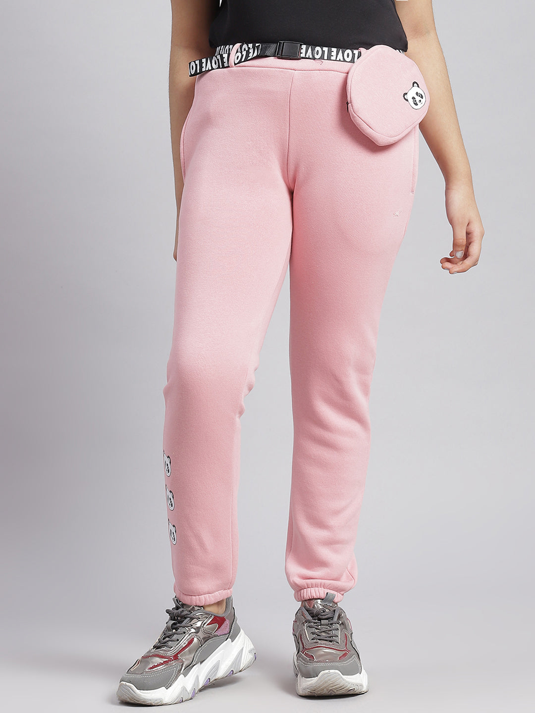 Girls Pink Solid Regular Fit Lowers