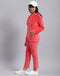 Girls Pink Solid Hooded Full Sleeve Tracksuit