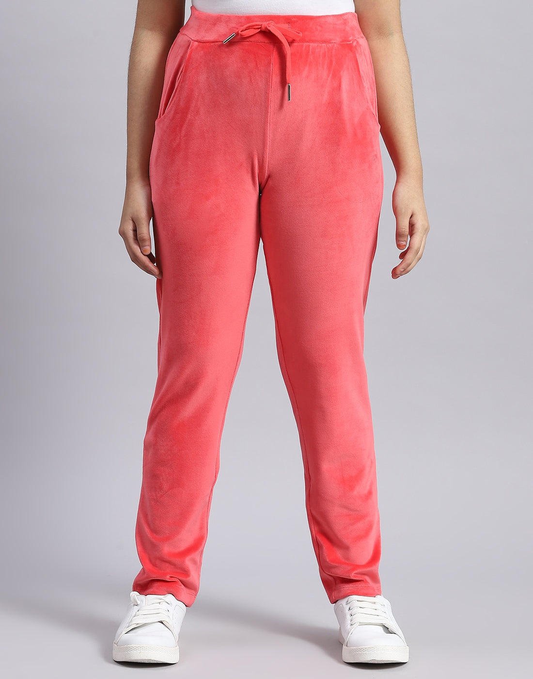 Girls Pink Solid Hooded Full Sleeve Tracksuit