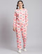 Girls Pink Printed Round Neck Full Sleeve Cords Set
