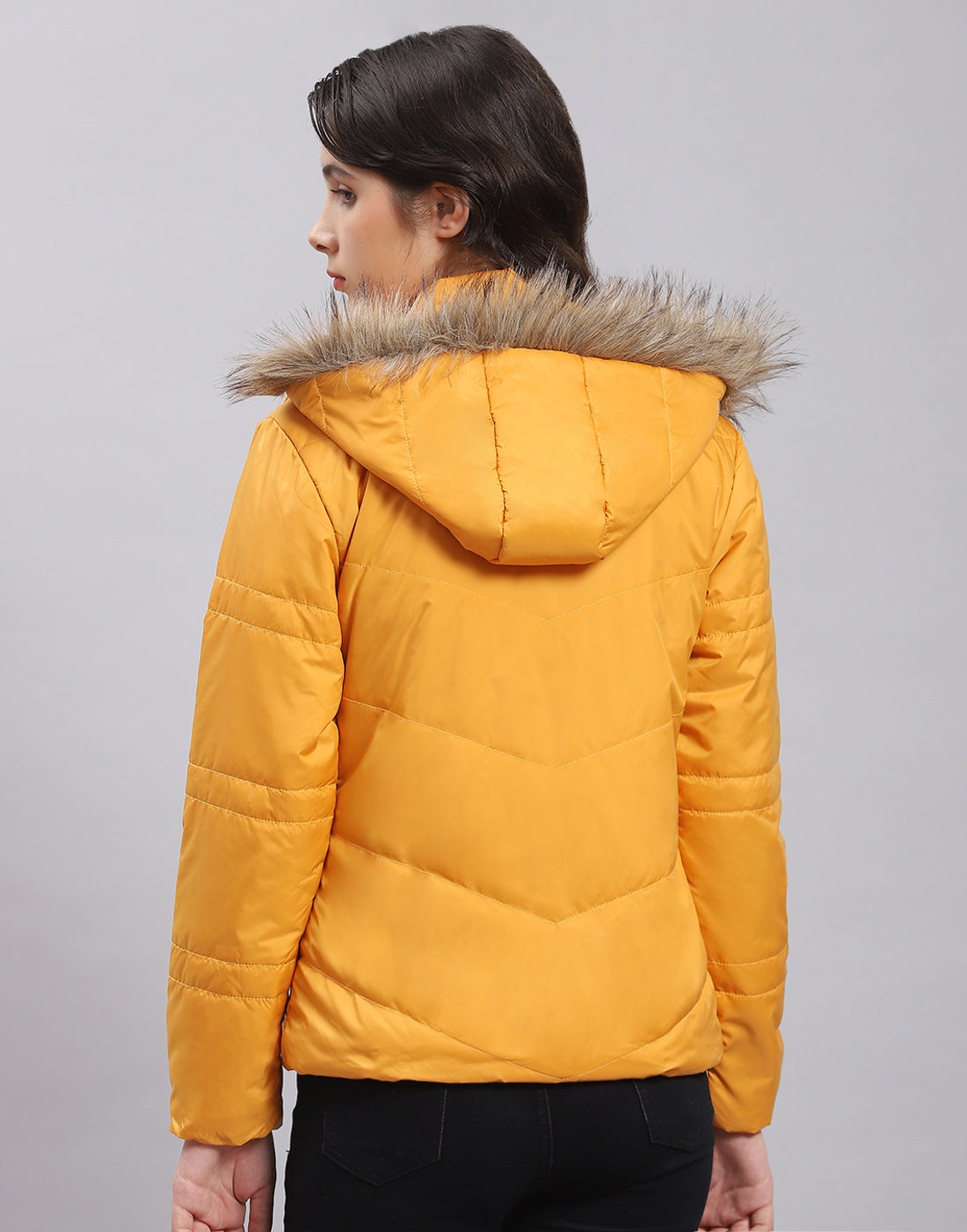 Girls Mustard Solid Hooded Full Sleeve Girls Jacket