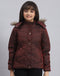 Girls Maroon Solid Hooded Full Sleeve Girls Jacket