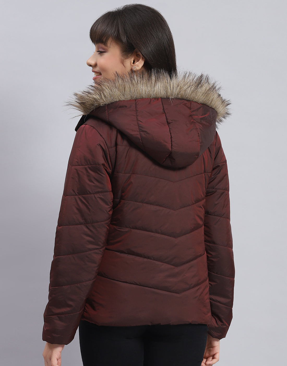 Girls Maroon Solid Hooded Full Sleeve Girls Jacket