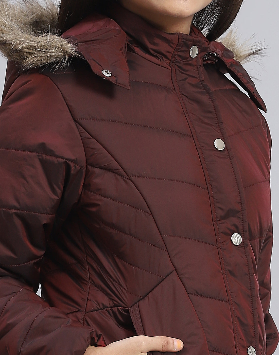 Girls Maroon Solid Hooded Full Sleeve Girls Jacket