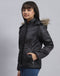 Girls Black Solid Hooded Full Sleeve Girls Jacket