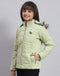Girls Green Solid Hooded Full Sleeve Girls Jacket