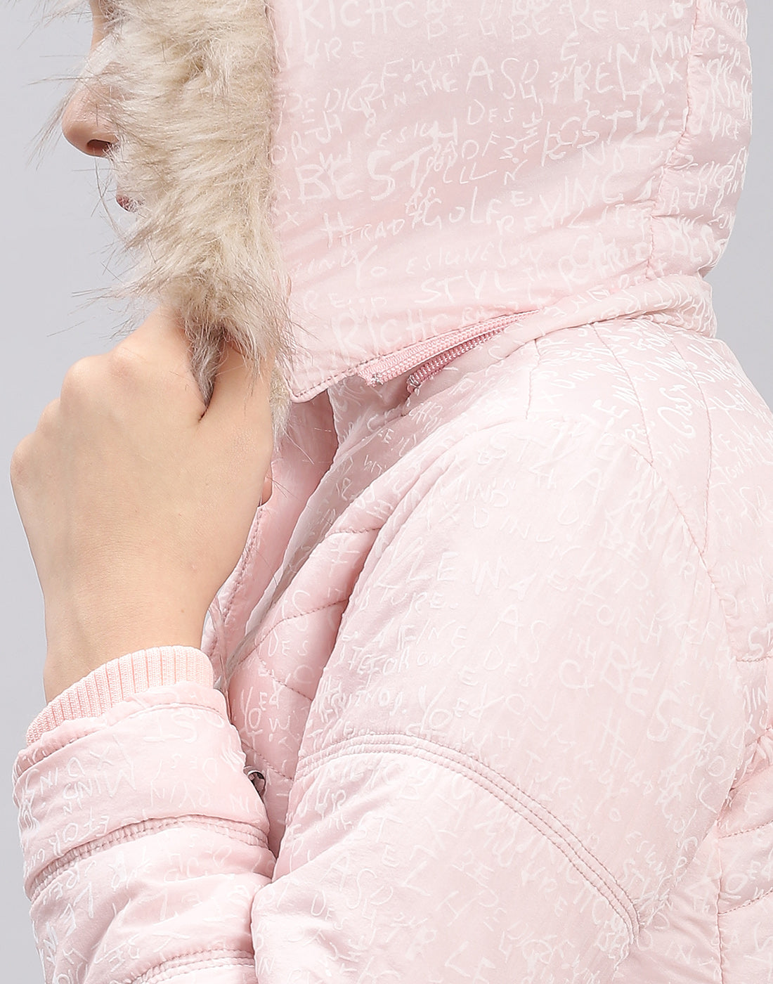 Girls Pink Printed Hooded Full Sleeve Girls Jacket