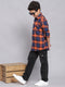 Boys Rust Check Spread Collar Full Sleeve Shirts