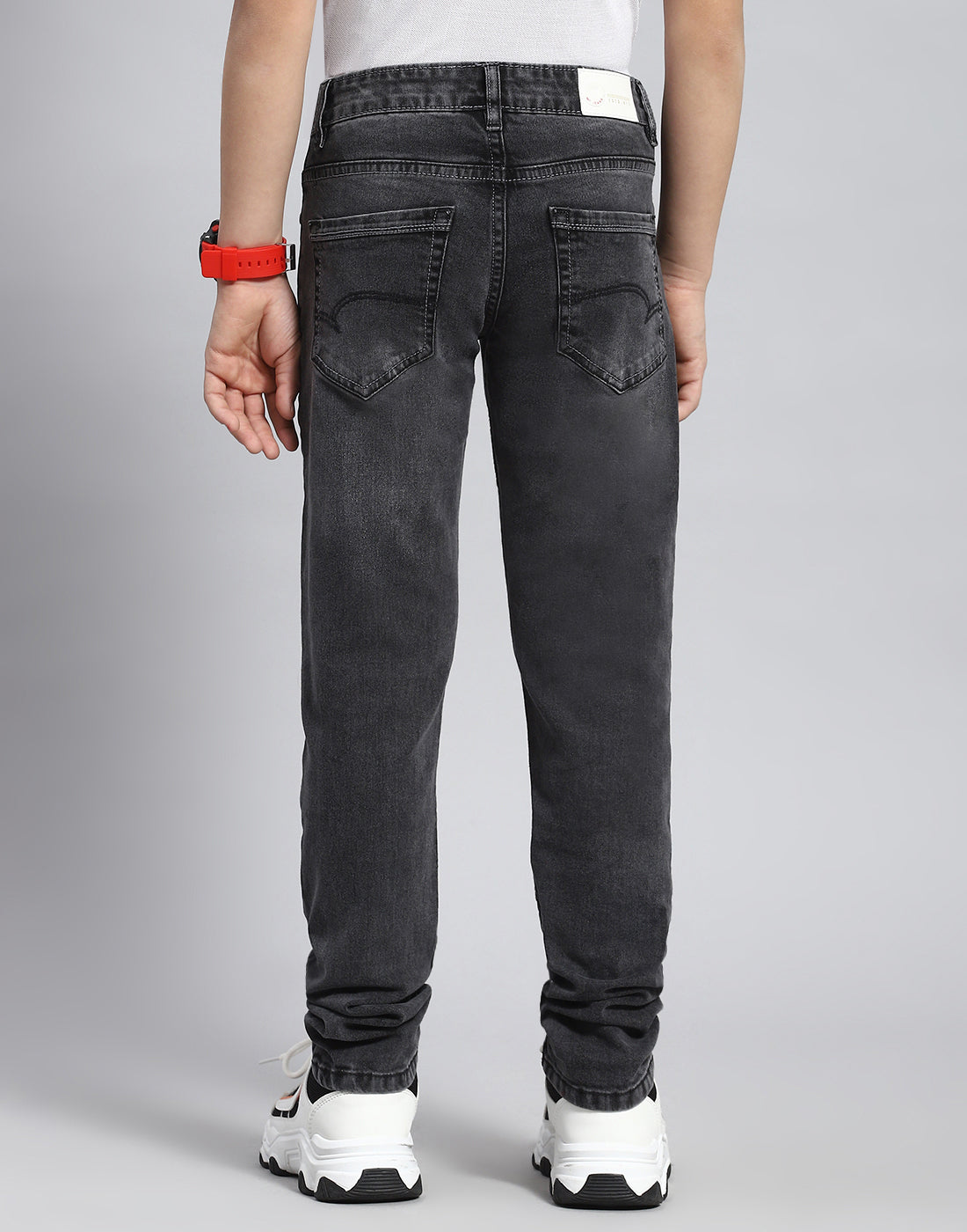 Boys Grey Light Wash Slim Fit Denim