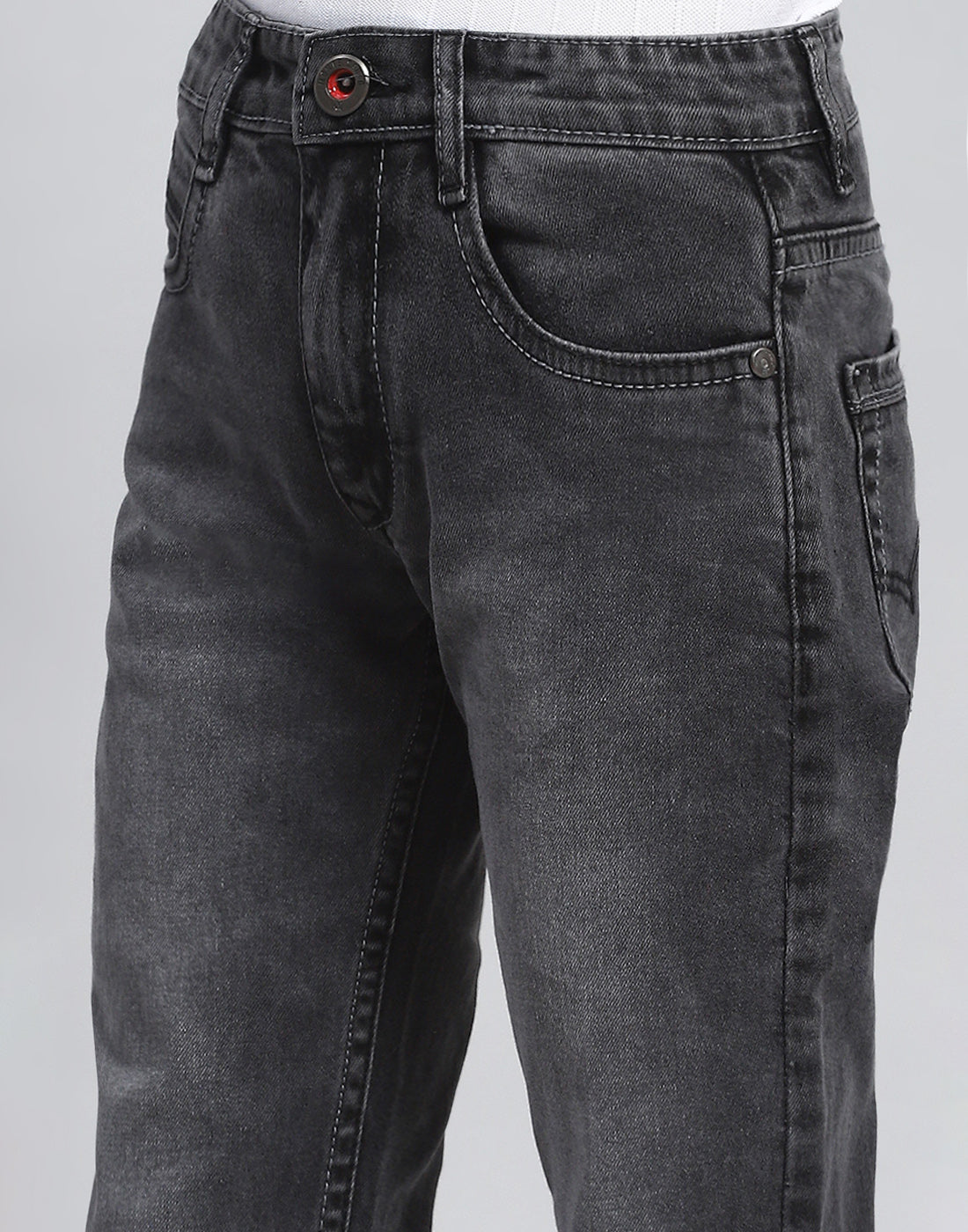 Boys Grey Light Wash Slim Fit Denim