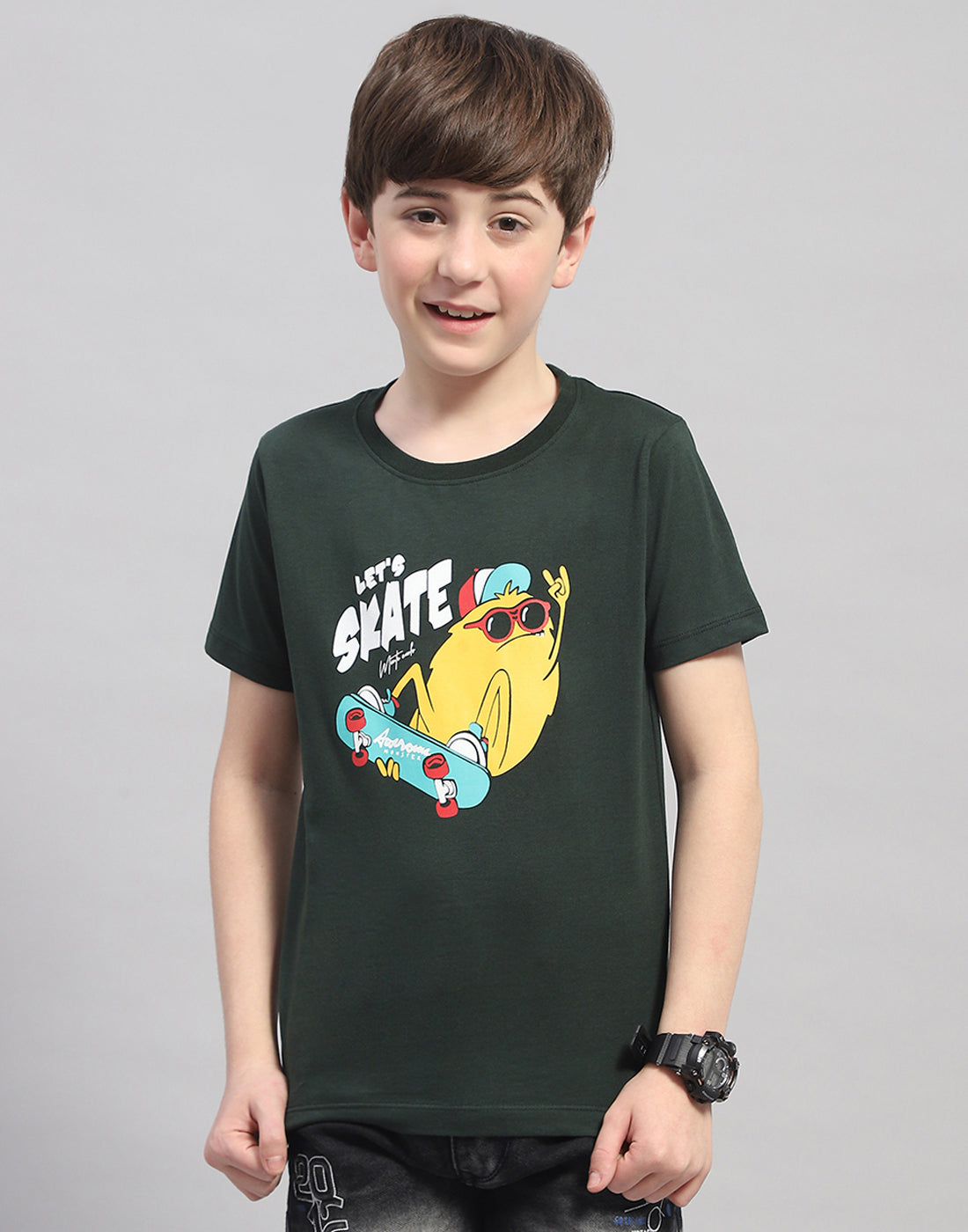 Boys Green & Turquoise Blue Printed Round Neck Half Sleeve T-Shirt (Pack of 2)