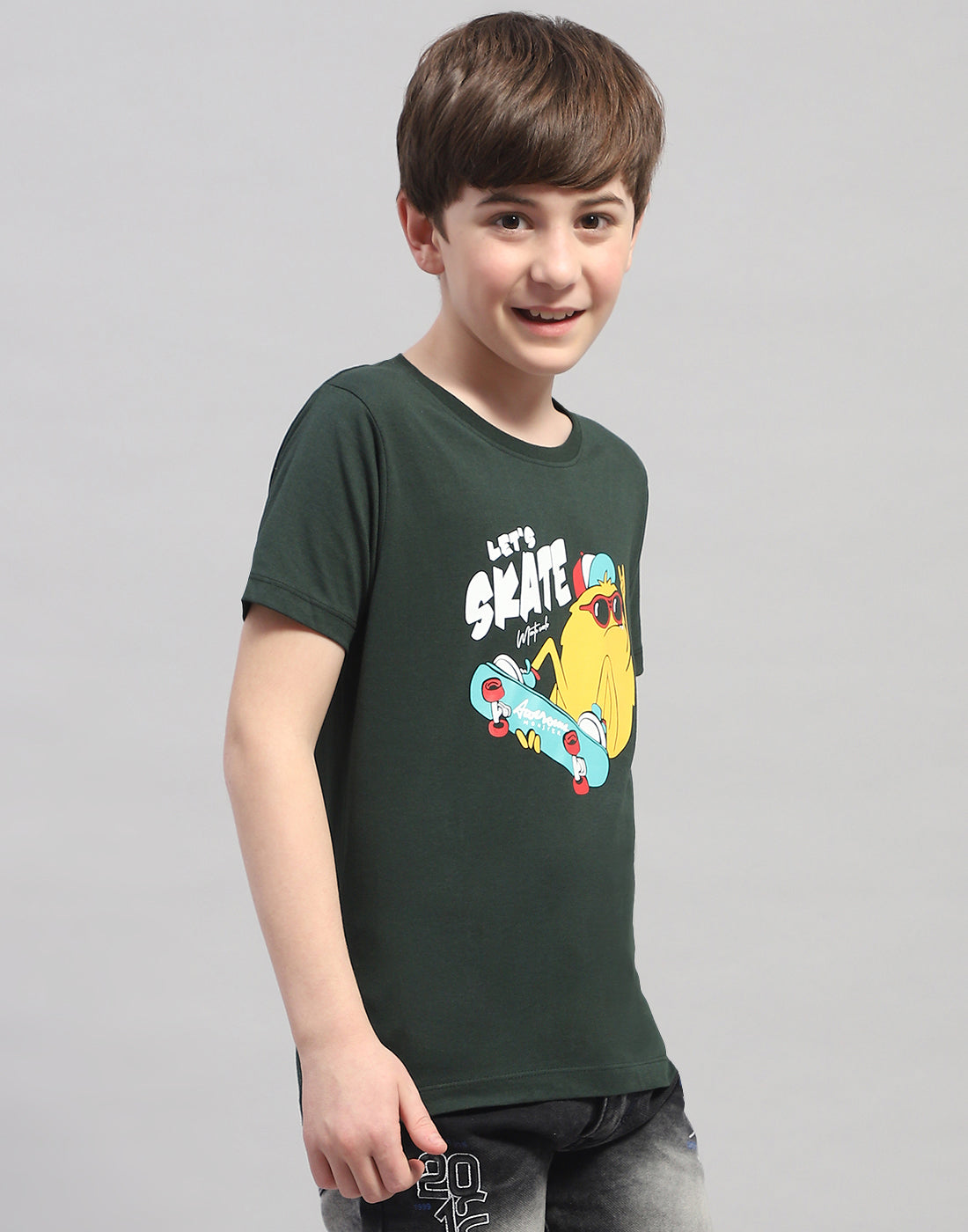 Boys Green & Turquoise Blue Printed Round Neck Half Sleeve T-Shirt (Pack of 2)