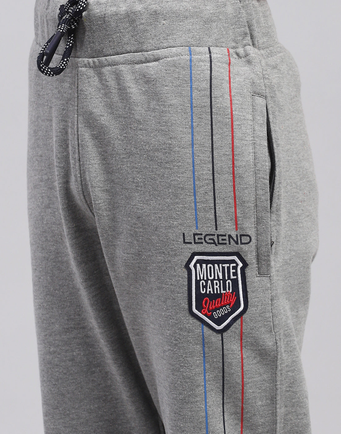 Boys Grey Melange Printed Regular Fit Lower