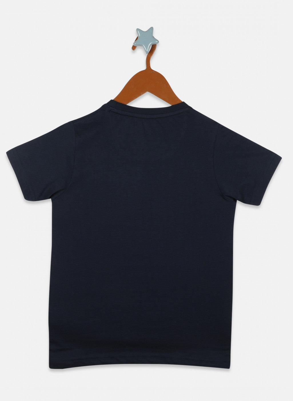 Boys Orange & Navy Blue Printed T-Shirt