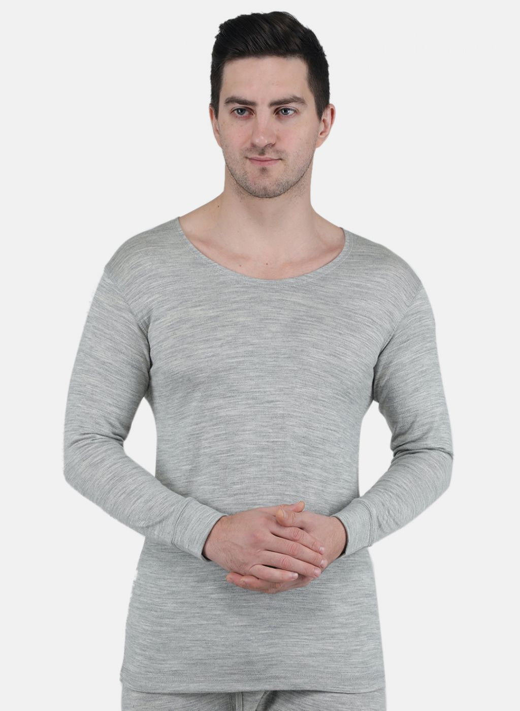 Men Grey Solid Thermal Vest