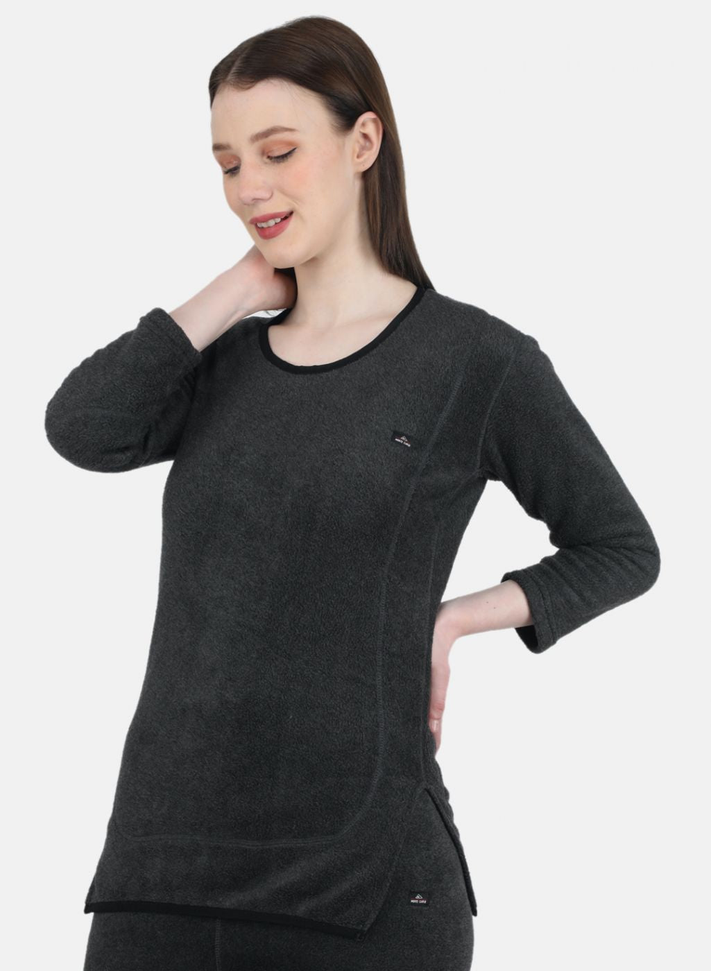 Women Grey Self Design Thermal Vest