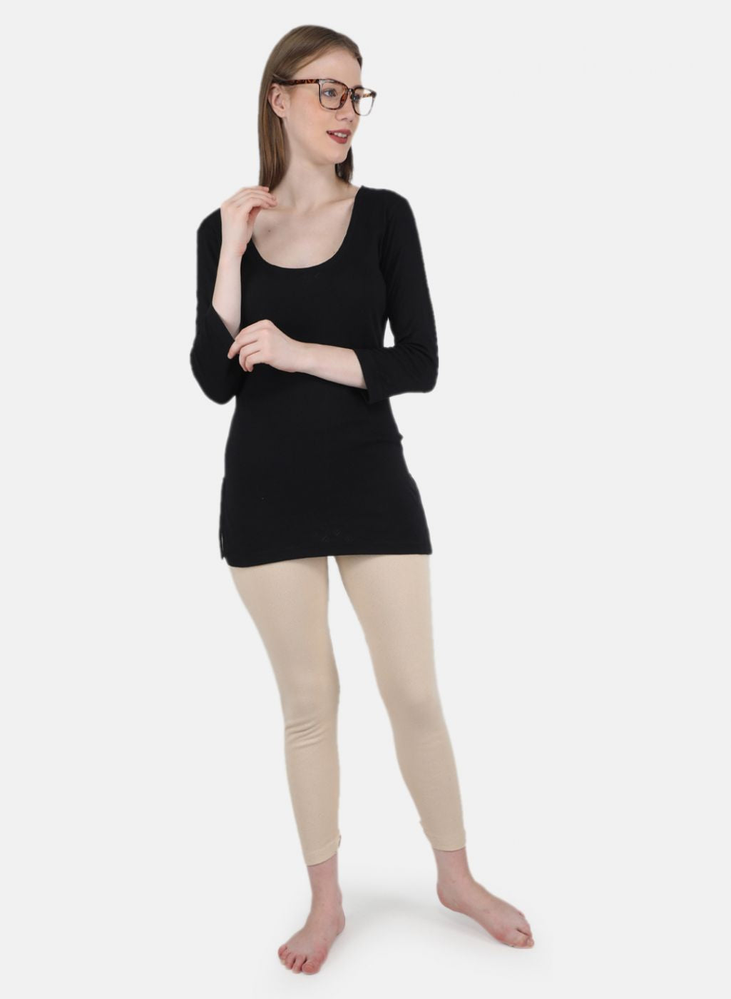 Women Black Solid Thermal Vest