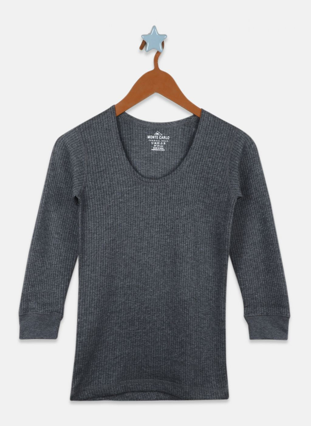 Boys Grey Solid Thermal Vest