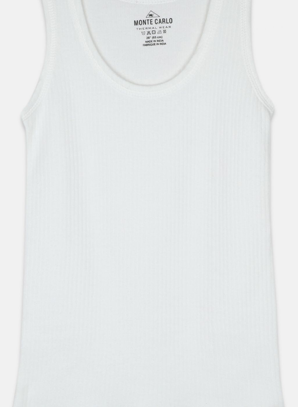 Boys Off White Solid Thermal Vest