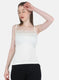 Women Off White Solid Thermal Camisole