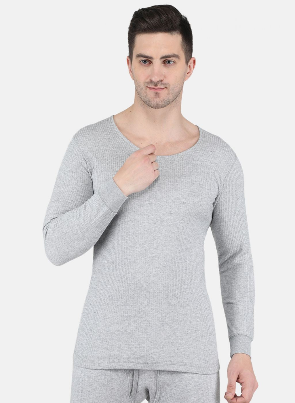 Men Grey Solid Thermal Vest