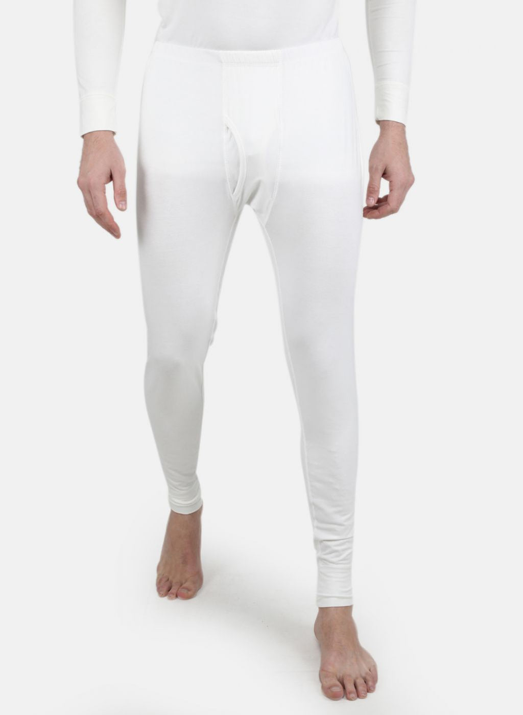 Men Off White Solid Thermal Lower