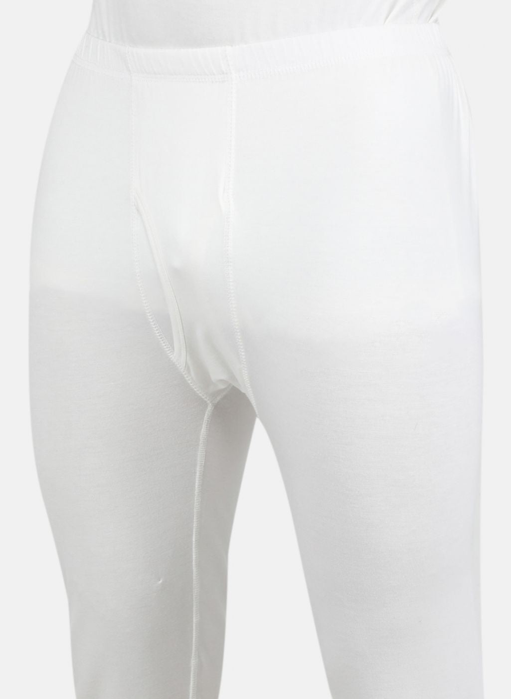 Men Off White Solid Thermal Lower