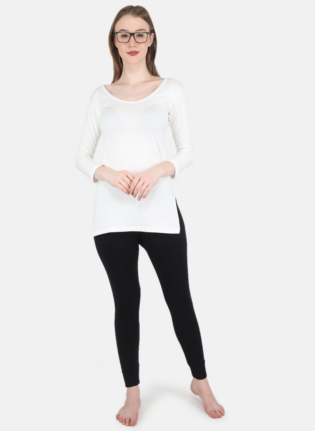 Women Black Solid Thermal Lower