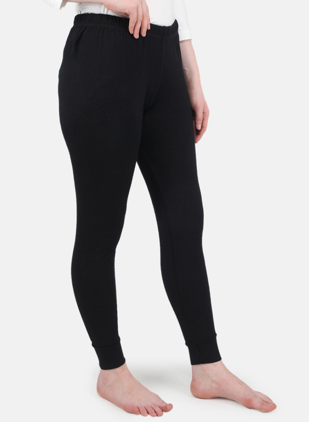 Women Black Solid Thermal Lower
