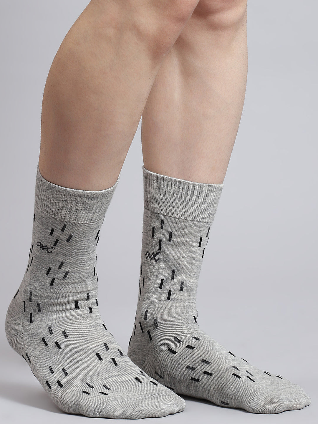 Men Pure Wool Printed Mid Calf Length Socks (1 Pair)