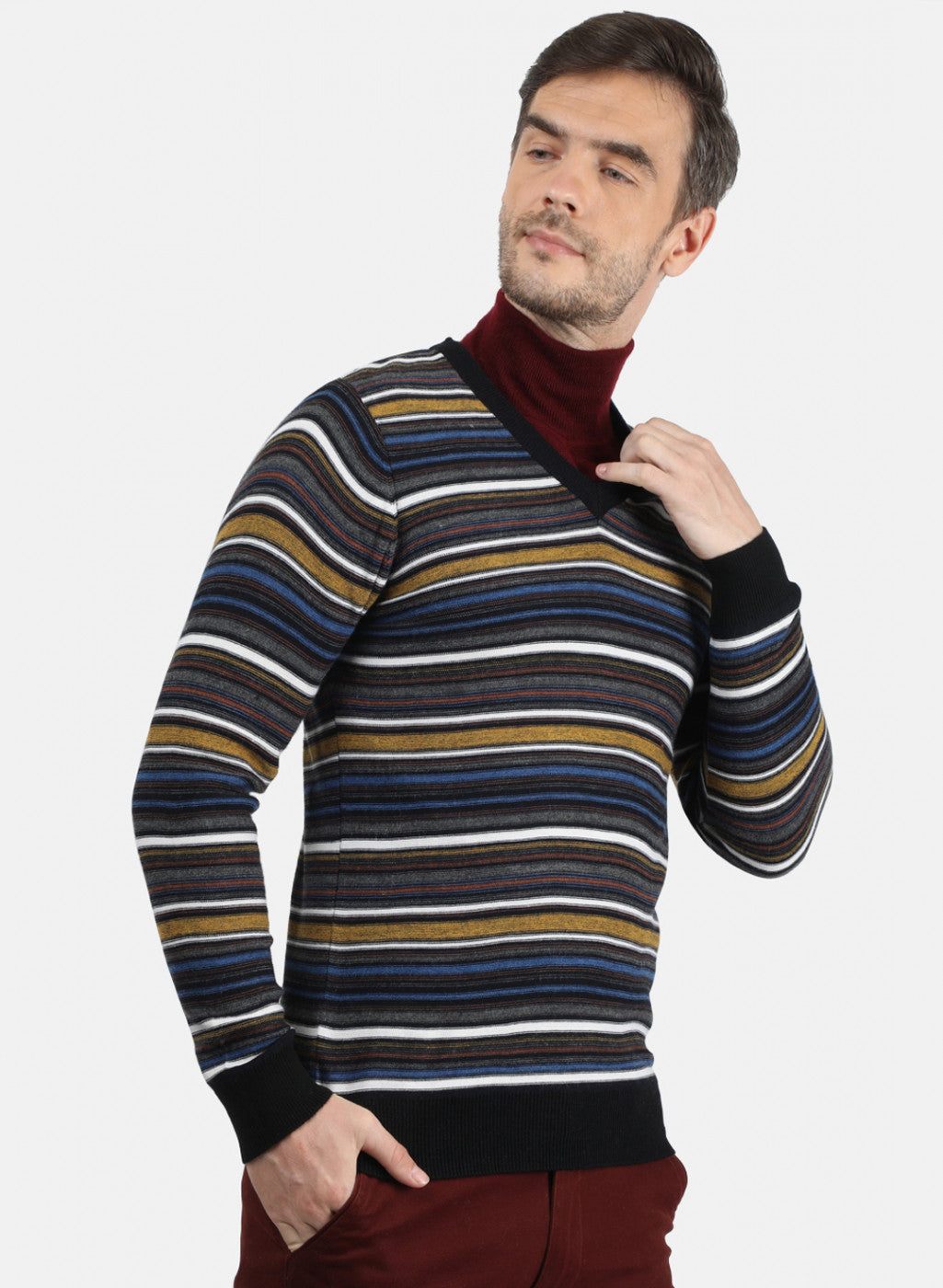 Men Multicolor Solid Pullover
