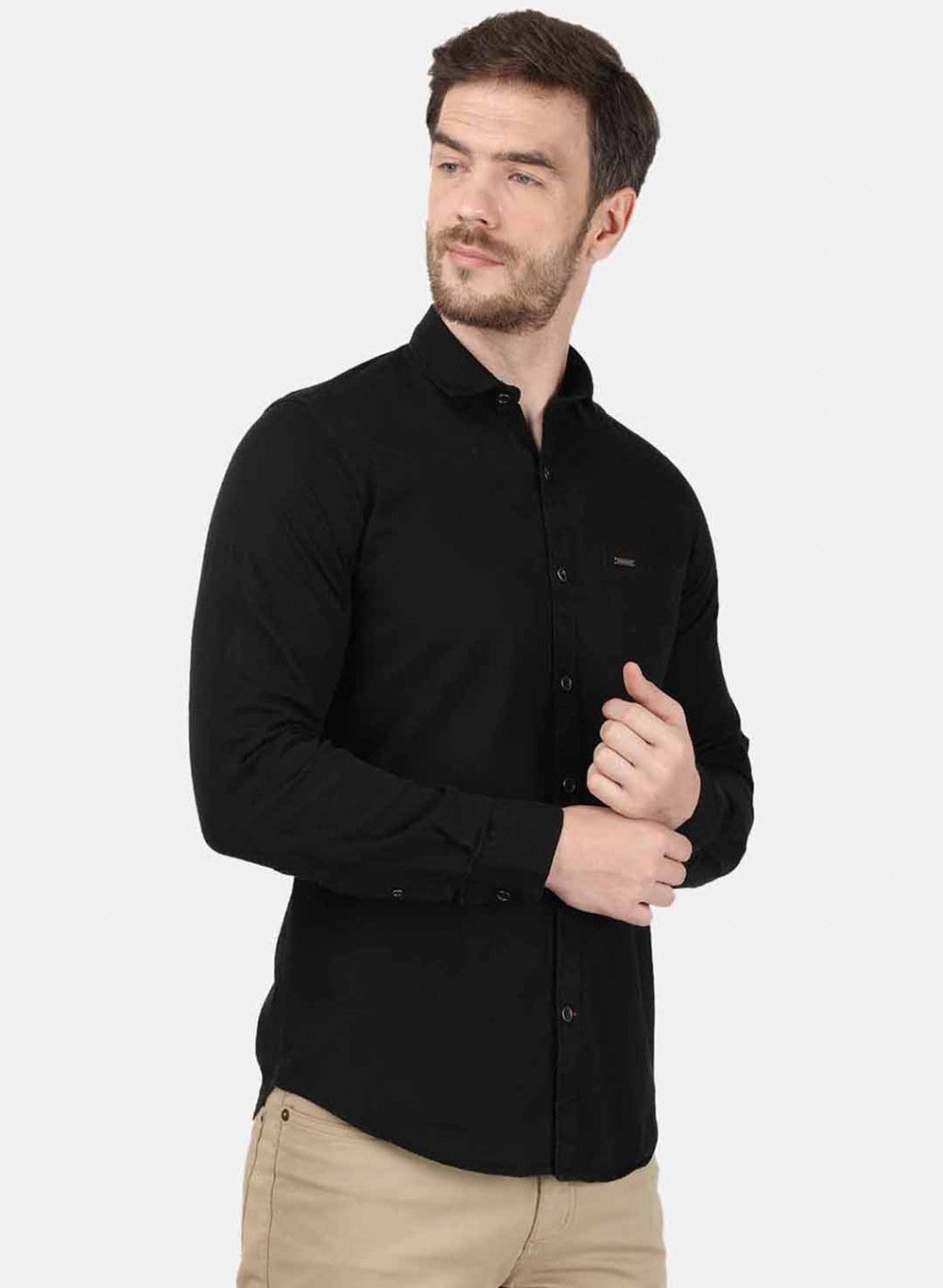 Mens Black Solid Shirt