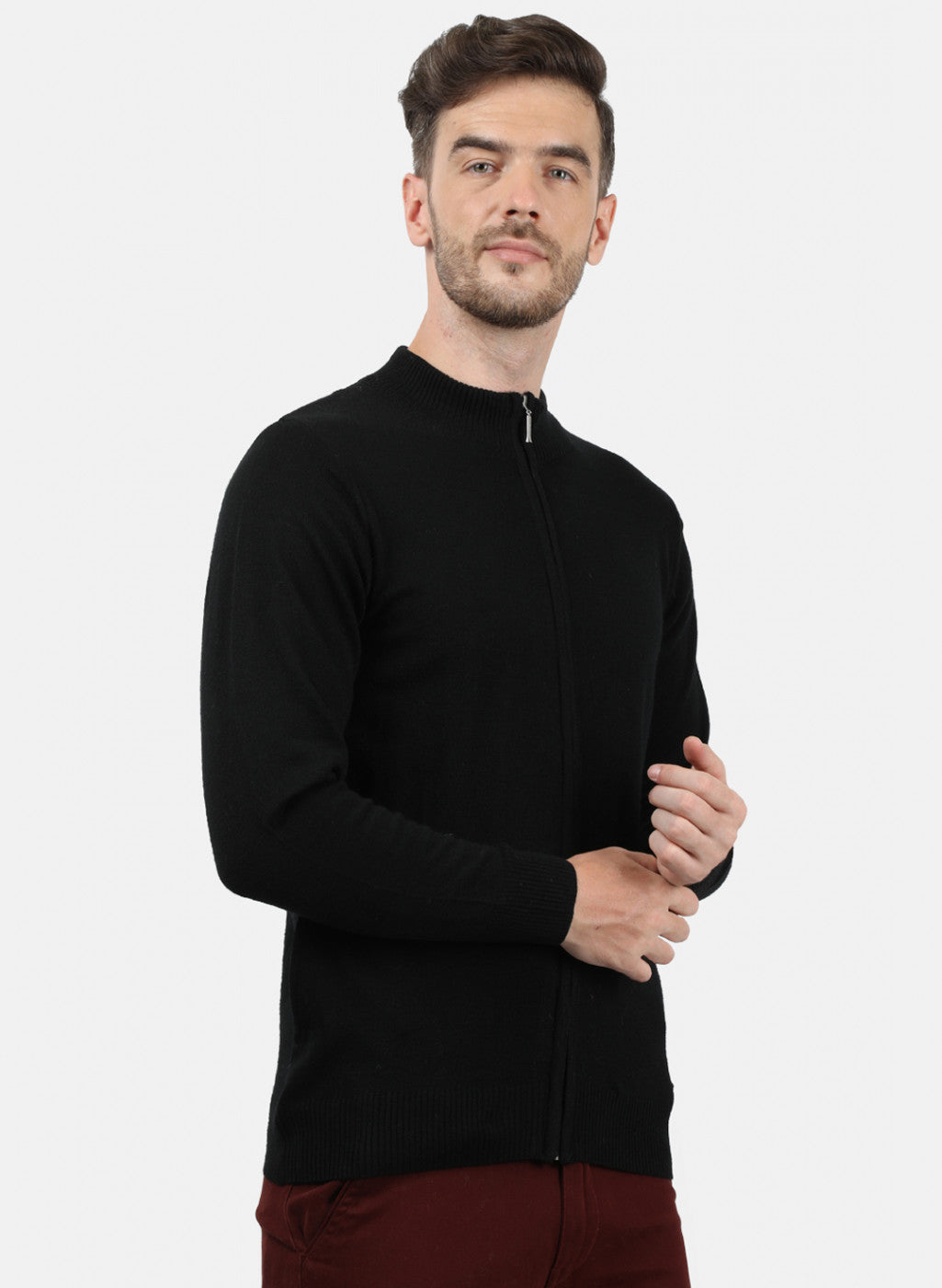 Men Black Solid Pullover