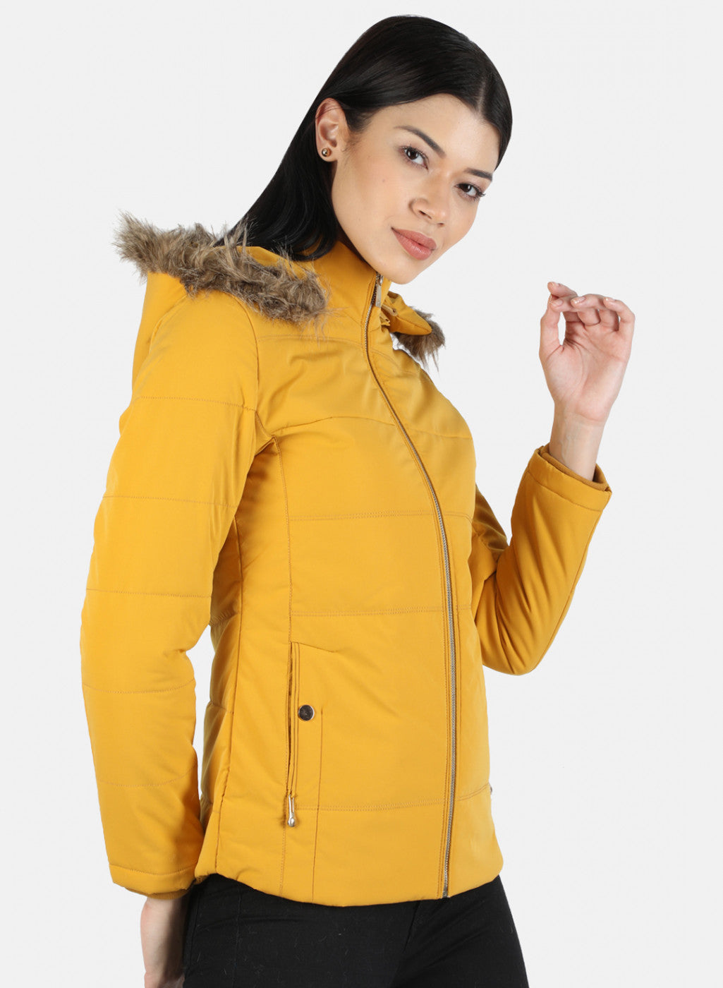 Women Mustard Plain Jacket