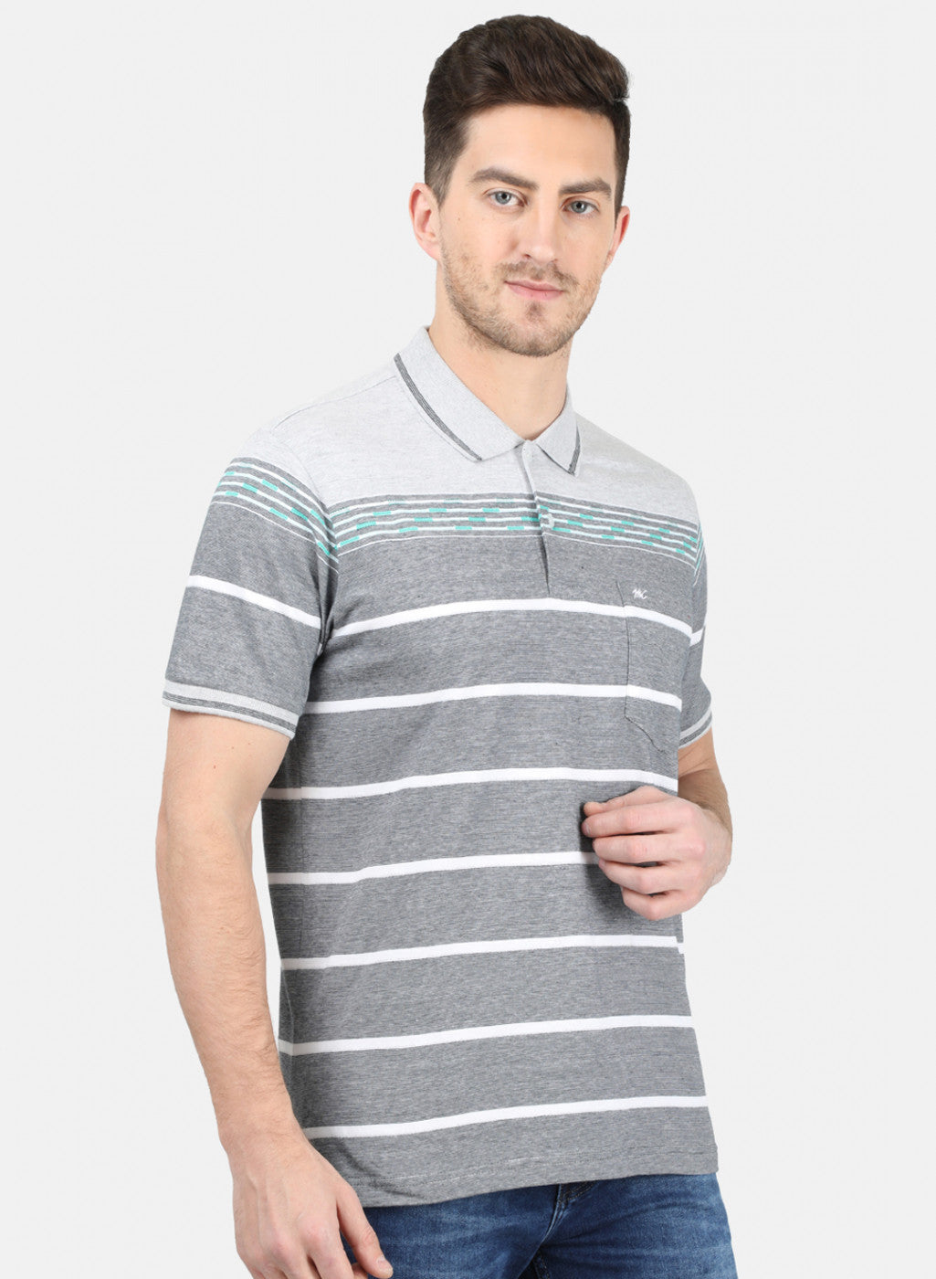 Mens Grey Stripe T-Shirt